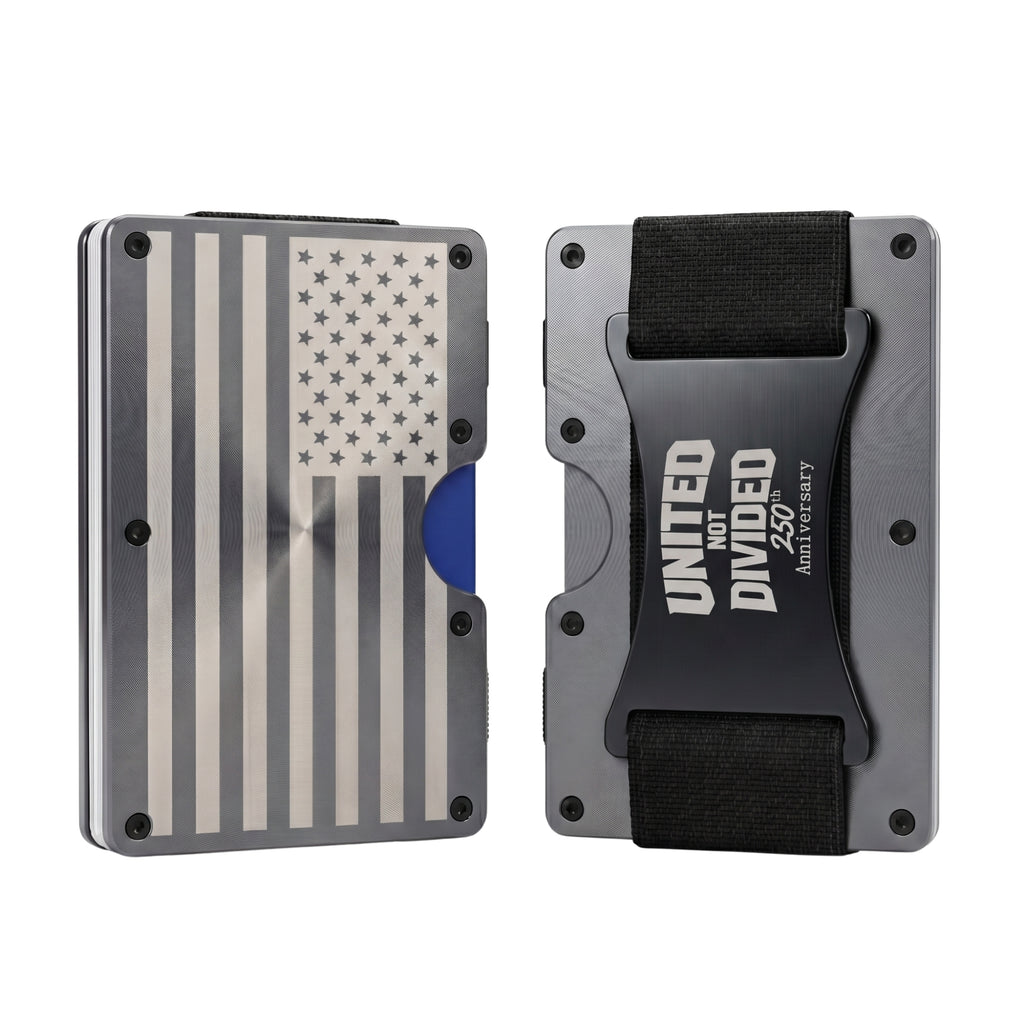 Grey American Flag Metal Wallet (250th Anniversary)
